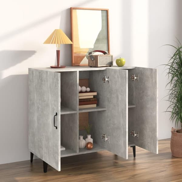 vidaXL Senkki betoninharmaa 90x34x80 cm tekninen puu