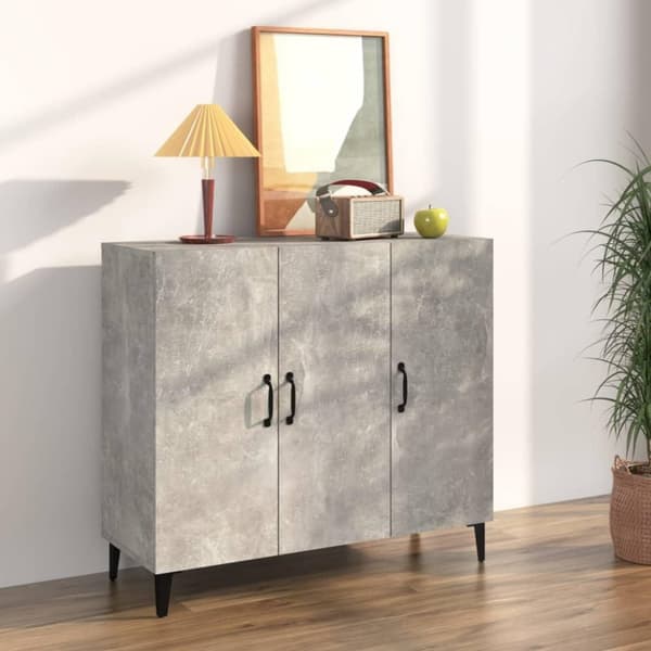 vidaXL Senkki betoninharmaa 90x34x80 cm tekninen puu