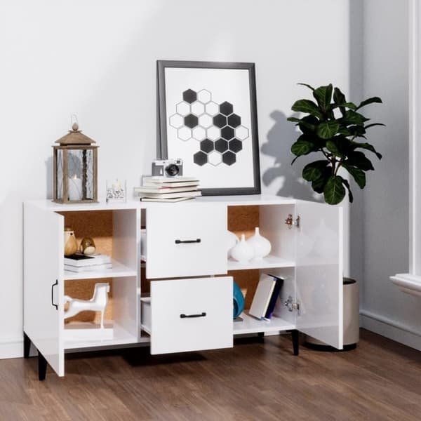 vidaXL skænk 100x36x60 cm konstrueret træ hvid højglans