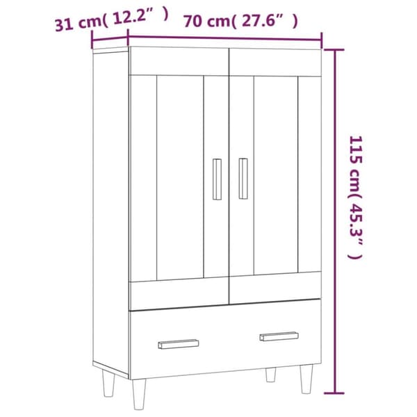 vidaXL skab 70x31x115 cm konstrueret træ betongrå
