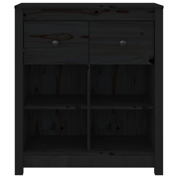 vidaXL skænk 70x35x80 cm massivt fyrretræ sort
