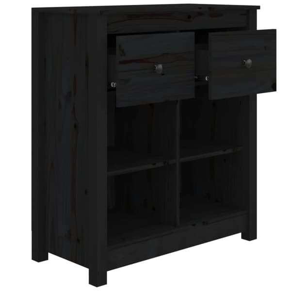 vidaXL skænk 70x35x80 cm massivt fyrretræ sort