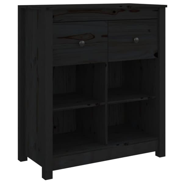 vidaXL skænk 70x35x80 cm massivt fyrretræ sort