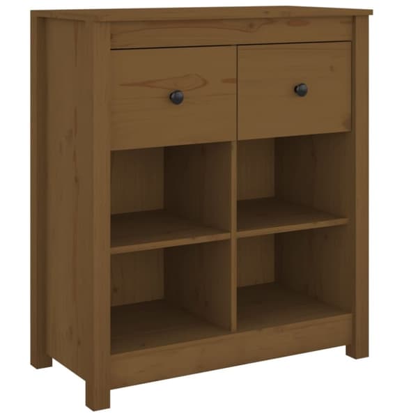 vidaXL skænk 70x35x80 cm massivt fyrretræ gyldenbrun