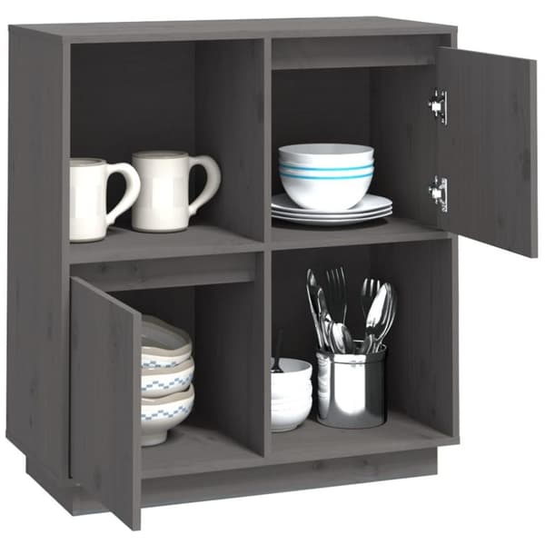 vidaXL Senkki harmaa 74x35x80 cm täysi mänty