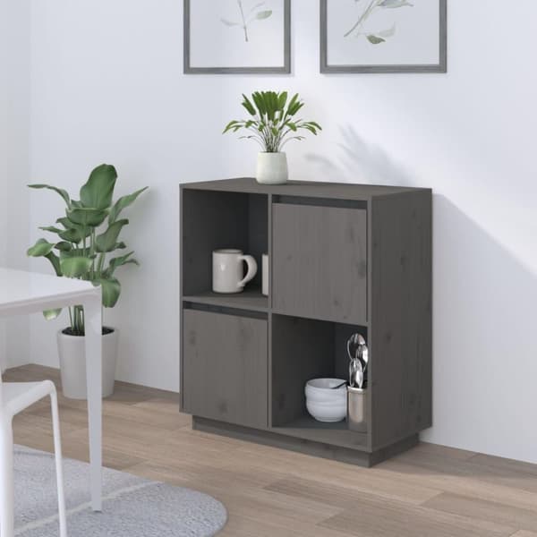 vidaXL Senkki harmaa 74x35x80 cm täysi mänty