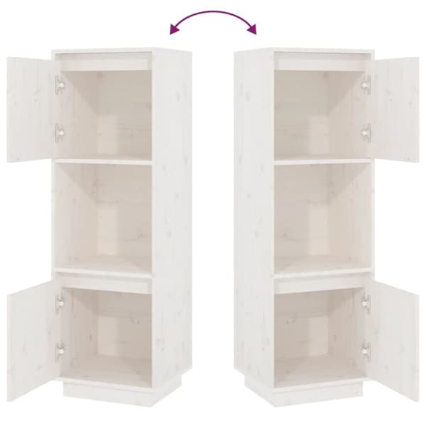 vidaXL højskab 38x35x117 cm massivt fyrretræ hvid