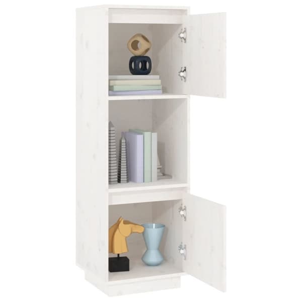 vidaXL højskab 38x35x117 cm massivt fyrretræ hvid