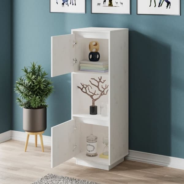 vidaXL højskab 38x35x117 cm massivt fyrretræ hvid