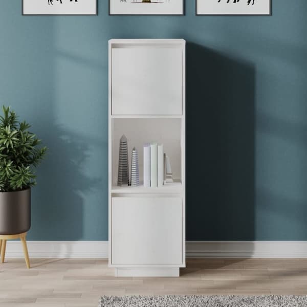 vidaXL højskab 38x35x117 cm massivt fyrretræ hvid