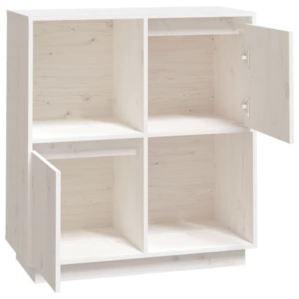 vidaXL skænk74x35x80 cm massivt fyrretræ hvid