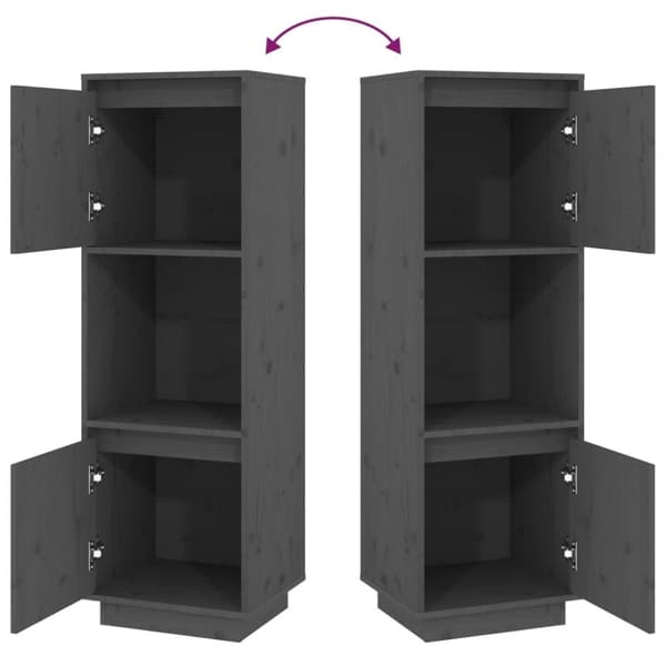 vidaXL skænk 38x35x117 cm massivt fyrretræ grå