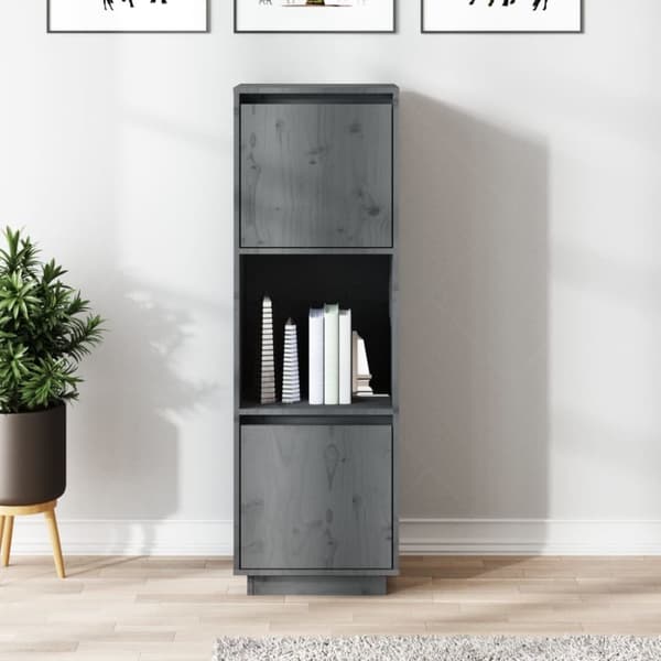 vidaXL skænk 38x35x117 cm massivt fyrretræ grå