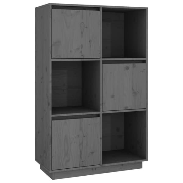 vidaXL højskab 74x35x117 cm massivt fyrretræ grå