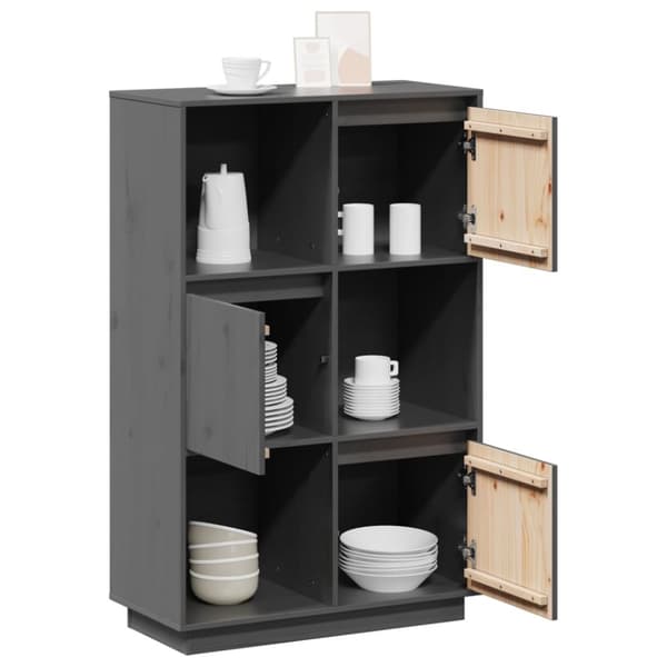 vidaXL højskab 74x35x117 cm massivt fyrretræ grå