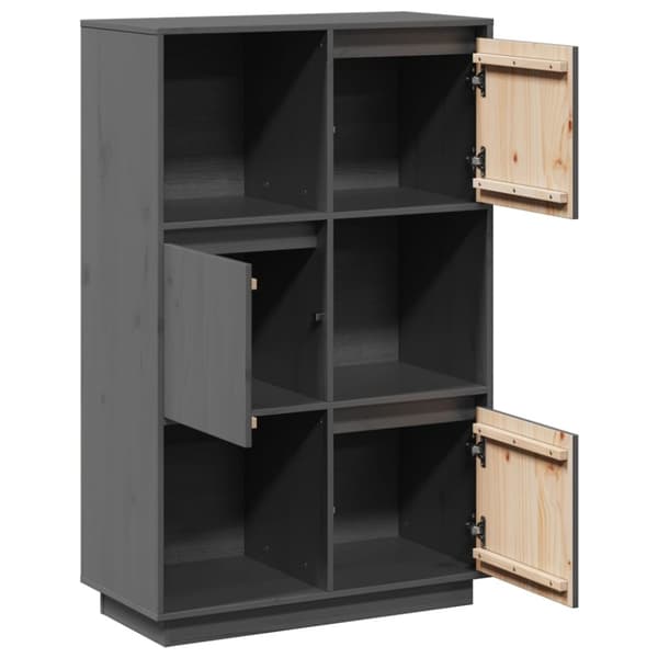 vidaXL højskab 74x35x117 cm massivt fyrretræ grå