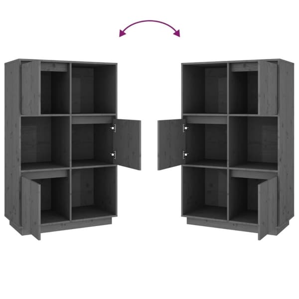 vidaXL højskab 74x35x117 cm massivt fyrretræ grå