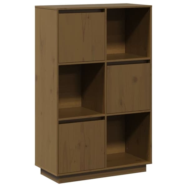 vidaXL højskab 74x35x117 cm massivt fyrretræ gyldenbrun
