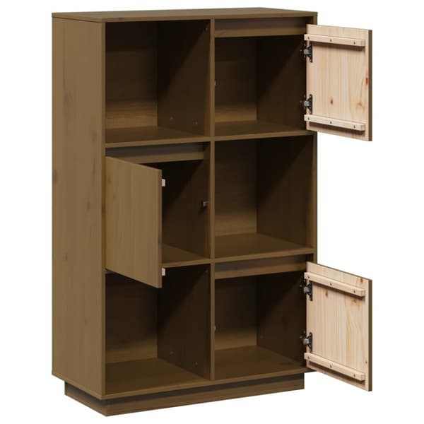 vidaXL højskab 74x35x117 cm massivt fyrretræ gyldenbrun