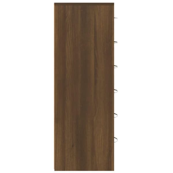 vidaXL skænk med 6 skuffer 50x34x96 cm konstrueret træ brun egetræ