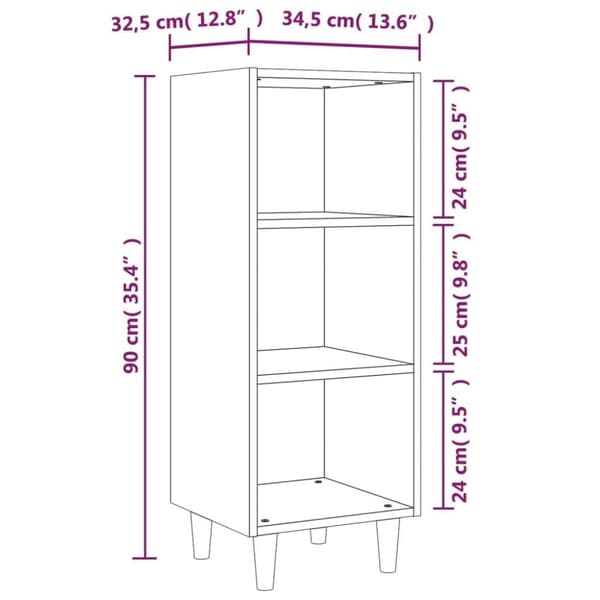 vidaXL skænk 34,5x32,5x90 cm konstrueret træ brun egetræsfarve