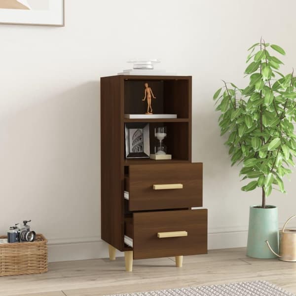 vidaXL skænk 34,5x34x90 cm konstrueret træ brun egetræsfarve