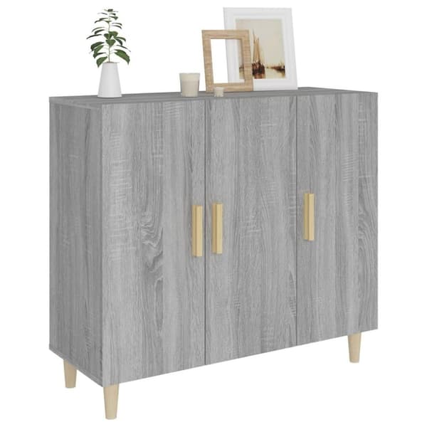 vidaXL skab 90x34x80 cm konstrueret træ grå sonoma-eg