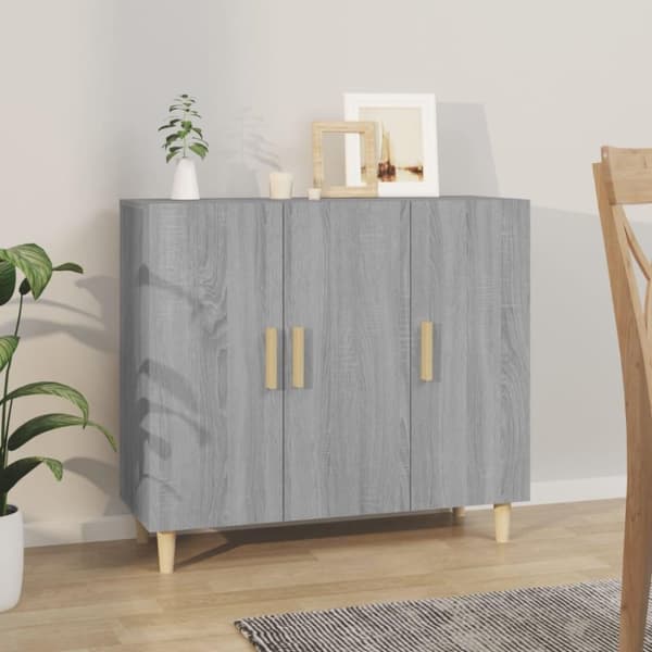 vidaXL skab 90x34x80 cm konstrueret træ grå sonoma-eg