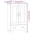 Miniatyrbillede 10 af 11: vidaXL skab 70x31x115 cm konstrueret træ brun egetræsfarve