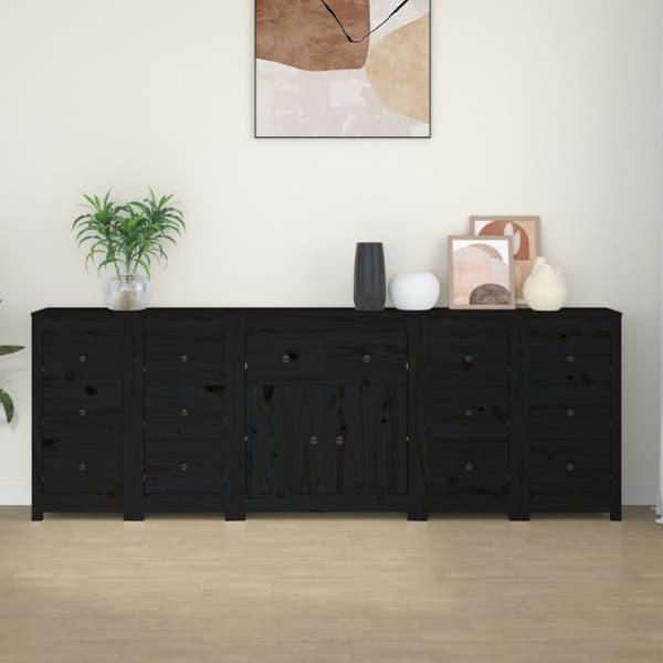 vidaXL skænk 230x35x80 cm massivt fyrretræ sort