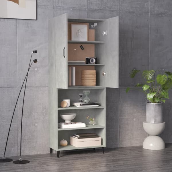 vidaXL højskab 69,5x32,5x180 cm konstrueret træ betongrå