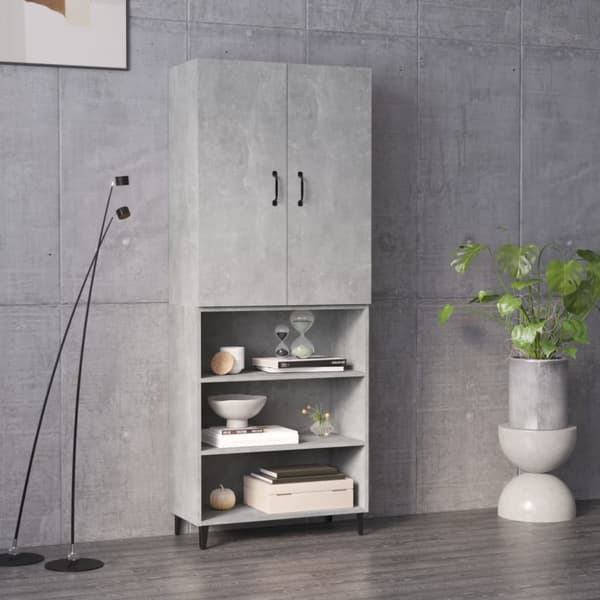 vidaXL højskab 69,5x32,5x180 cm konstrueret træ betongrå