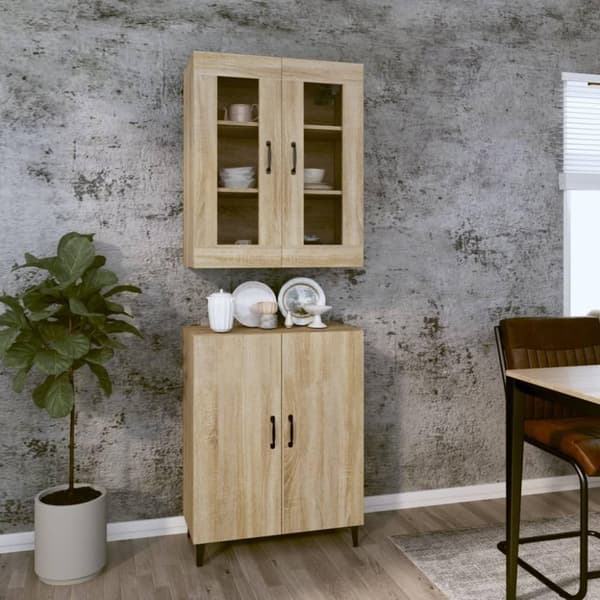 vidaXL højskab 69,5x34x180 cm konstrueret træ sonoma-eg