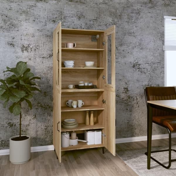 vidaXL højskab 69,5x34x180 cm konstrueret træ sonoma-eg