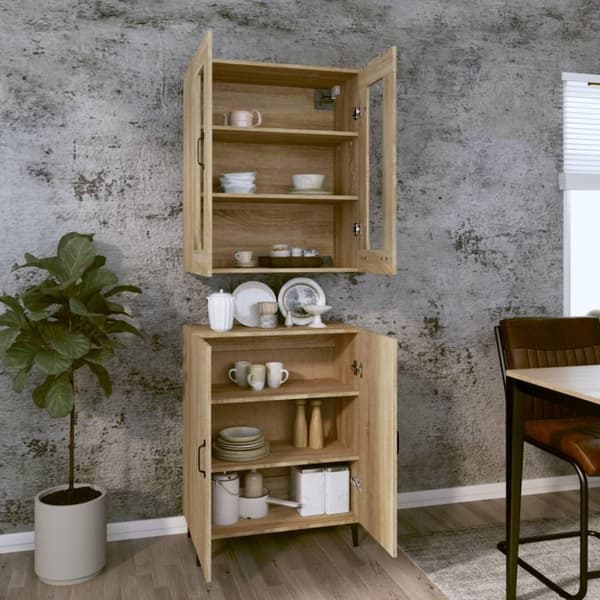 vidaXL højskab 69,5x34x180 cm konstrueret træ sonoma-eg