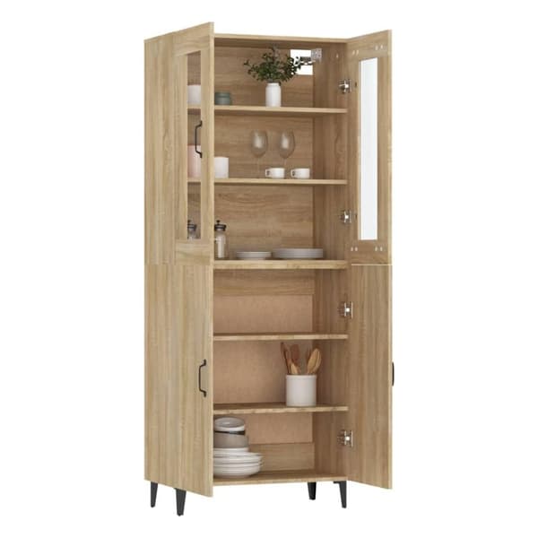 vidaXL højskab 69,5x34x180 cm konstrueret træ sonoma-eg