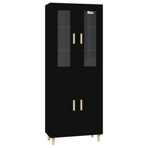 vidaXL højskab 69,5x34x180 cm konstrueret træ sort