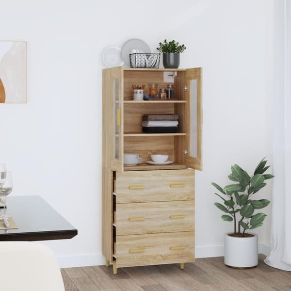 vidaXL Kaappi Sonoma tammi 69,5x34x180 cm tekninen puu