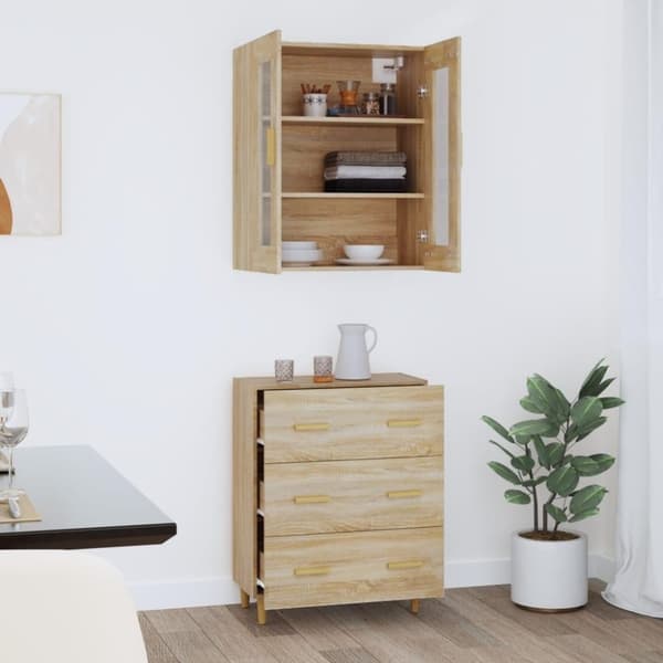 vidaXL Kaappi Sonoma tammi 69,5x34x180 cm tekninen puu