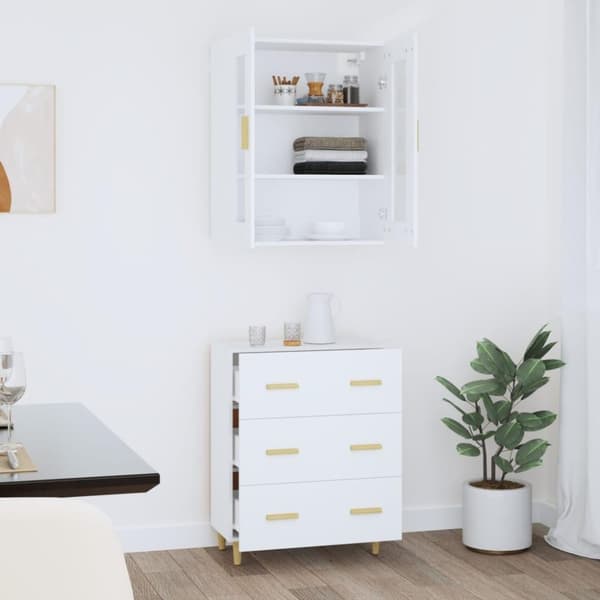 vidaXL højskab 69,5x34x180 cm konstrueret træ hvid