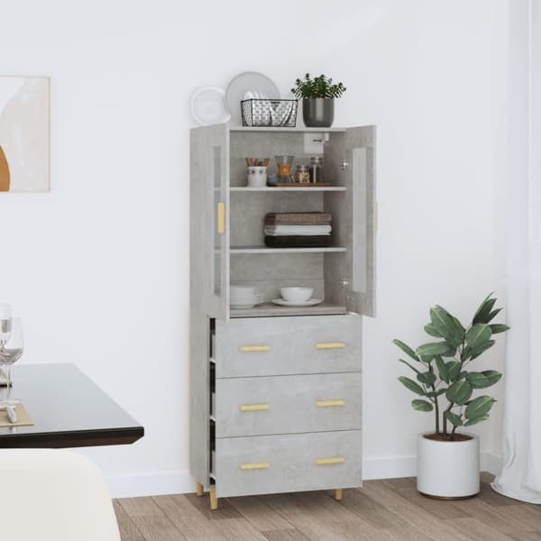 vidaXL højskab 69,5x34x180 cm konstrueret træ betongrå