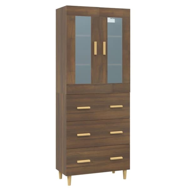 vidaXL højskab 69,5x34x180 cm konstrueret træ brun egetræsfarve