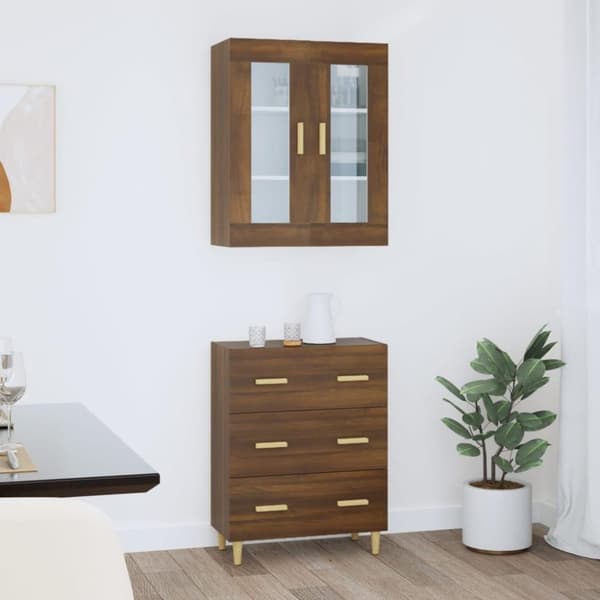 vidaXL højskab 69,5x34x180 cm konstrueret træ brun egetræsfarve