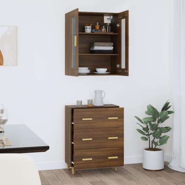 vidaXL højskab 69,5x34x180 cm konstrueret træ brun egetræsfarve