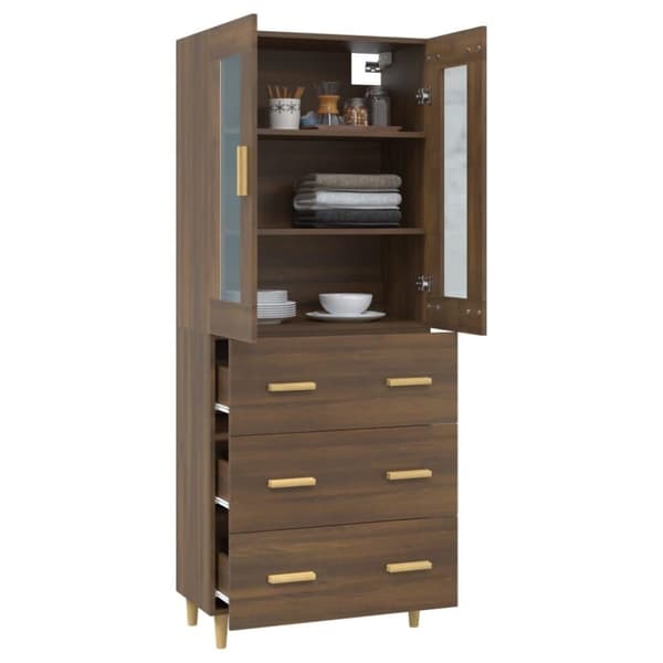 vidaXL højskab 69,5x34x180 cm konstrueret træ brun egetræsfarve