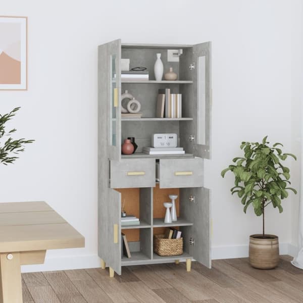 vidaXL Kaappi betoninharmaa 69,5x34x180 cm tekninen puu