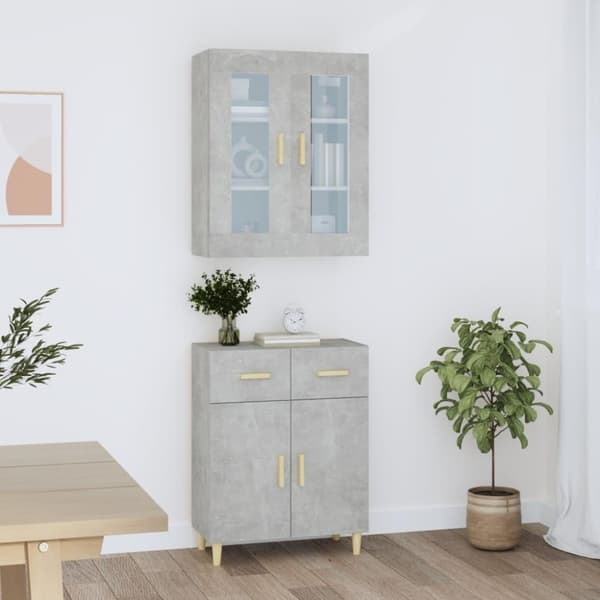 vidaXL Kaappi betoninharmaa 69,5x34x180 cm tekninen puu