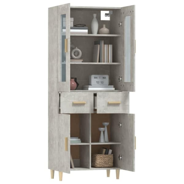 vidaXL Kaappi betoninharmaa 69,5x34x180 cm tekninen puu