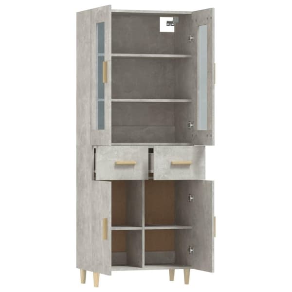 vidaXL Kaappi betoninharmaa 69,5x34x180 cm tekninen puu
