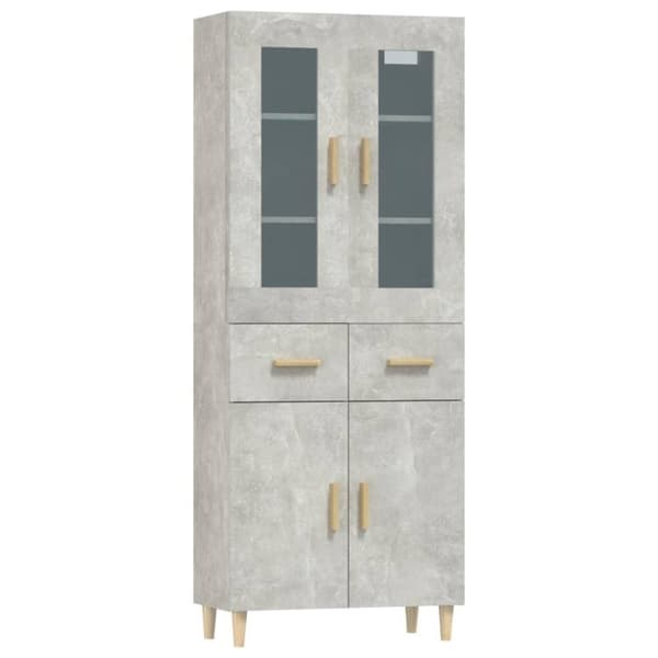vidaXL Kaappi betoninharmaa 69,5x34x180 cm tekninen puu